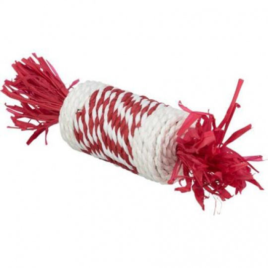 Xmas Candy Roll - 100 % přírodní hračka pro hlodavce, 18 cm, červená/bílá