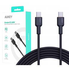 AUKEY CB-NCC1 USB-C Type-C Power Delivery PD 60W 3A 1m Nylon Černá