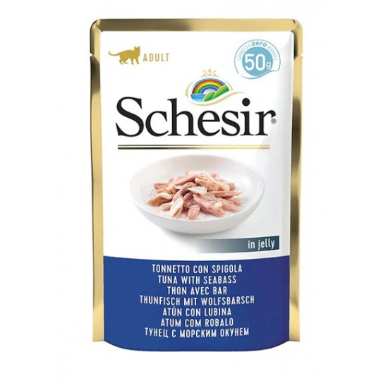 SCHESIR in jelly Tuna with seabass - mokré krmivo pro kočky - 50 g