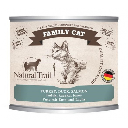 NATURAL TRAIL Family Cat Turkey, duck, salmon - mokré krmivo pro kočky - 200g