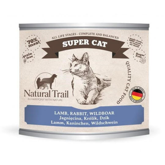 NATURAL TRAIL Super Cat Lamb, rabbit, wild boar - mokré krmivo pro kočky - 200g