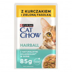 PURINA Cat Chow Hairball Chicken and Beans - mokré krmivo pro kočky - 4 x 85g