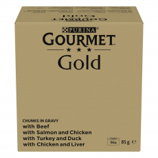 PURINA GOURMET GOLD Kousky v omáčce Mix 4 Flavors - mokré krmivo pro kočky - 96x85g