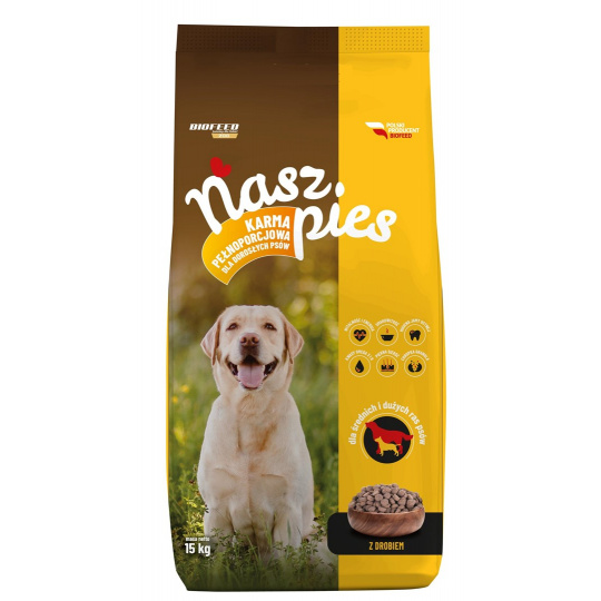 BIOFEED Nasz Pies medium & large Poultry - suché krmivo pro psy - 15kg