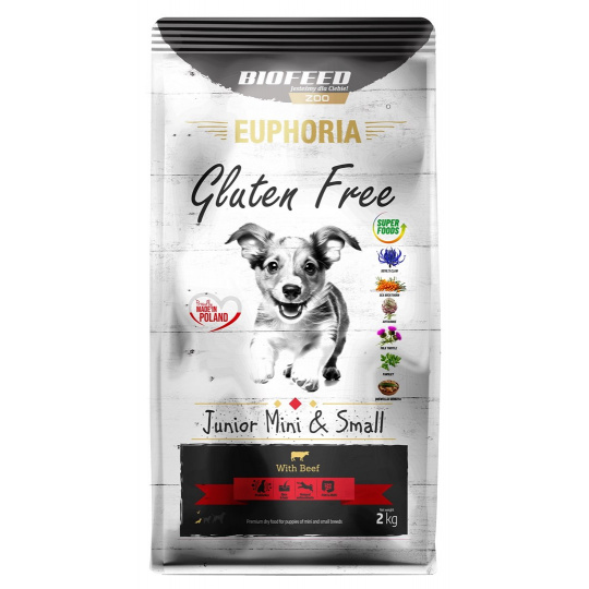 BIOFEED Euphoria Gluten Free Junior mini & small Beef - suché krmivo pro psy - 2kg