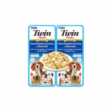 INABA Dog Twin kuřecí se zeleninou a sýrem v bujónu – pochoutka pro psy – 2x40g