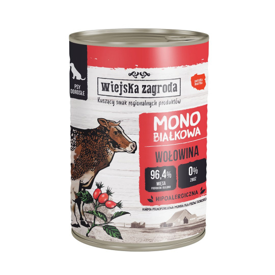 WIEJSKA ZAGRODA Monoprotein Beef - mokré krmivo pro psy - 400g