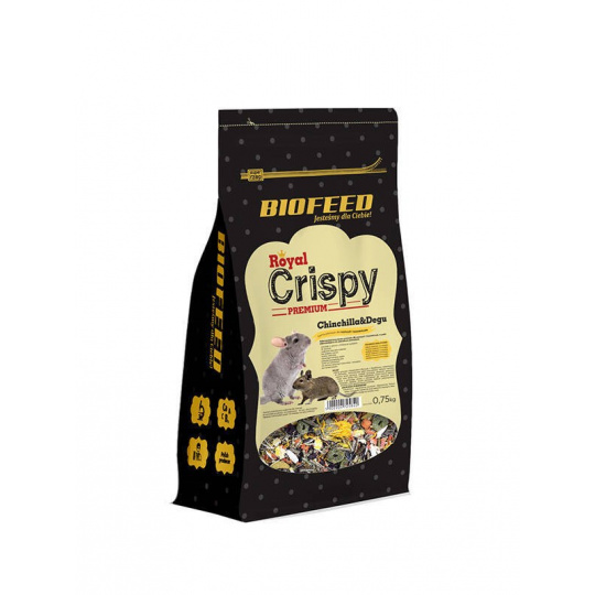 BIOFEED Royal Crispy Premium Chinchilla&Degu - krmivo pro činčily a osmáky - 750g