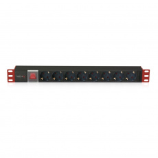 Techly I-CASE STRIP-81UD napěťová distribuční jednotka (PDU) 8 AC zásuvky / AC zásuvek 1U Černá, Červená