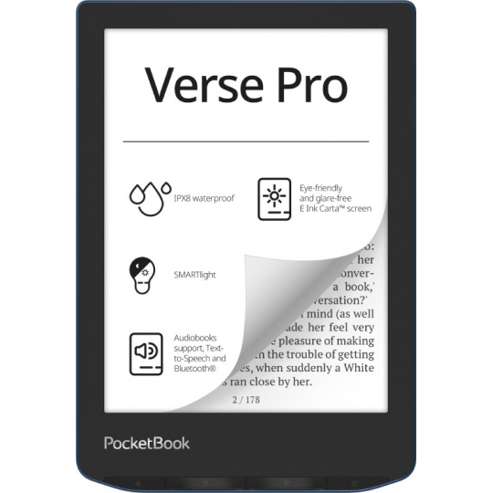 PocketBook Verse Pro čtečka elektronických knih Dotyková obrazovka 16 GB Wi-Fi Černá, Modrá