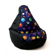 Sako taška pouffe pear print black-planets XXL 140 x 100 cm