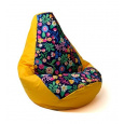 Sako taška pouffe Pear print yellow-flower XL 130 x 90 cm