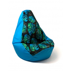 Sako taška pouffe Pear print blue-monstera L 105 x 80 cm