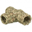 Naturalny tunel "T" dla gryzoni (chomik, koszatniczka), 25 × 9 × 18 cm, 100% trawa