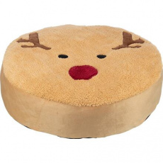 Xmas Cushion Moose - świąteczna okrągła poduszka łoś, 60 cm, polar/plusz, jasnobrązowy