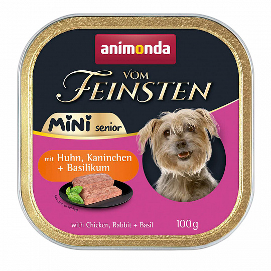 ANIMONDA paštika Vom Feinsten MINI Senior - kuře, králík, bazalka pro psy 100 g