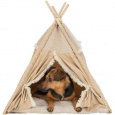 Teepee BOHO s polštářem, 55 x 65 x 55 cm, bavlna, béžová