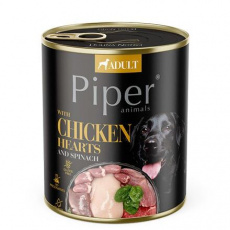 NEW PIPER s kuřecími srdíčky a špenátem, konzerva pro psy 800g