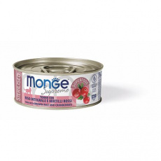 MONGE SUPREME STERILISED tuňák s hnědou rýží a brusinky pro kočky 80 g