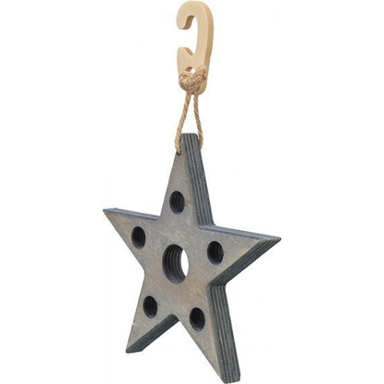Xmas Snack Star - hviezda na maškrty, hračka pre hlodavce, 14 x 17 cm, sivá