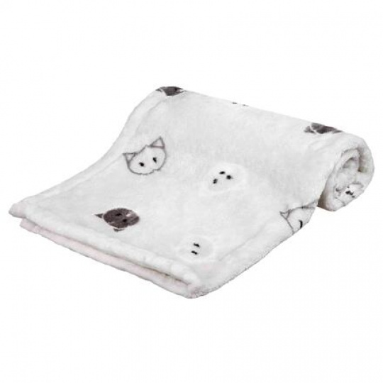 Plyšová deka MIMI, 70 x 50 cm, motiv kočičí hlavy, šedá