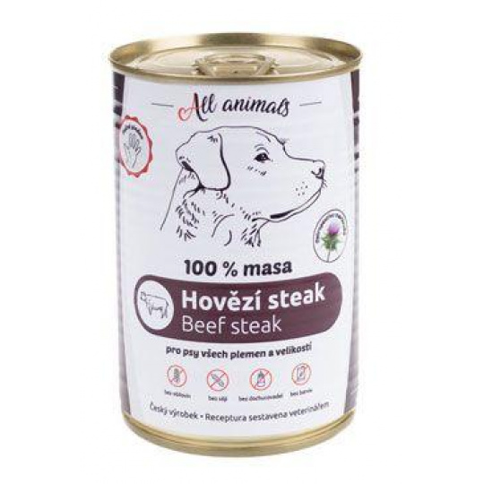 All Animals DOG konz. Hovězí steak 400g