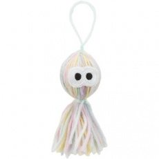 Strašidýlko z vlny s rolničkou, hračka pro kočky, 12 cm, polyester