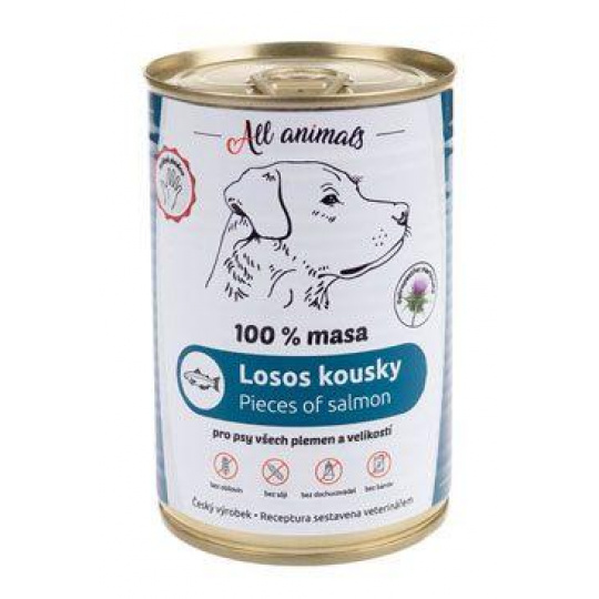 All Animals DOG konz. Losos kousky 400g