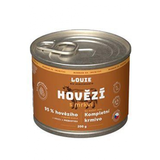 Louie Dog konz. Hovězí s mrkví a prebiotiky 200g Louie Dog konz. Hovězí s mrkví a prebiotiky 200g