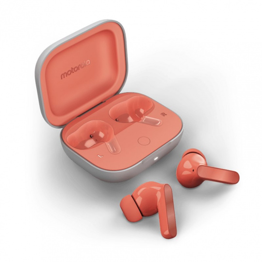 Motorola Moto Buds Coral Peach - Bezdrátová sluchátka BT, oranžová