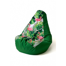 Sako bag pouffe pear print green-flaming XL 130 x 90 cm