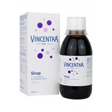 Vincentka sirup s jitrocelem a mateřídouškou 200ml Vincentka sirup s jitrocelem a mateřídouškou 200ml