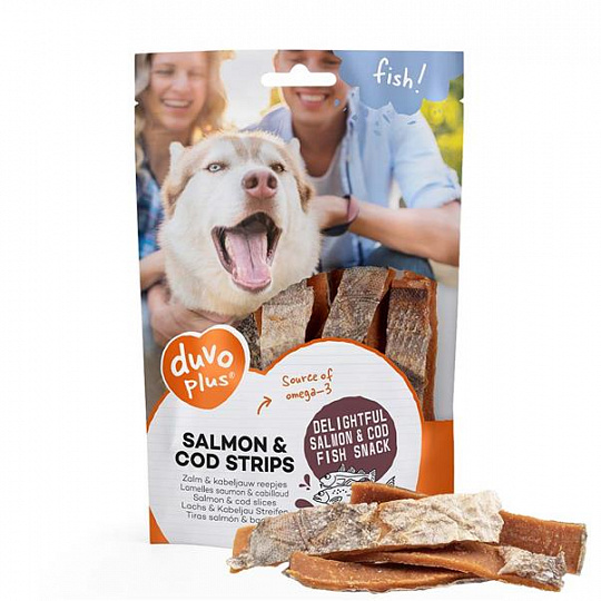 Pamlsok DUVO+ Fish Prúžky losos & treska 150g