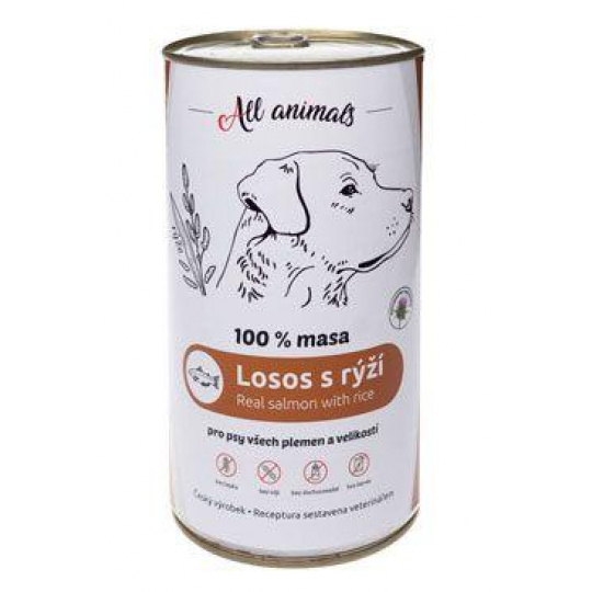 All Animals DOG konz. Losos mletý s rýží 1200g