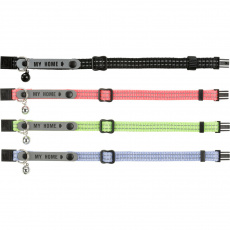 Nylonový obojek pro kočku, s adresou, reflexní, různé barvy Nylonový obojek pro kočku, s adresou, reflexní, různé barvy