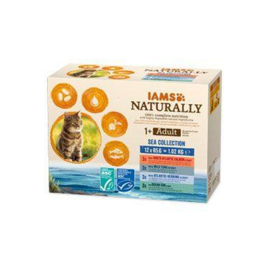 Iams Cat Adult Naturally kapsa Sea in gravy 12x85g