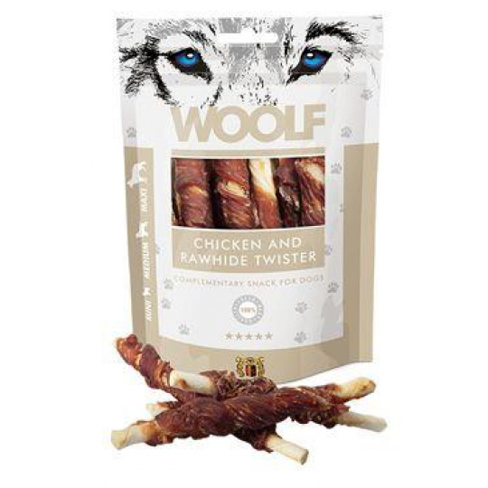 WOOLF Classic poch. Chicken and Rawhide Twister 100g