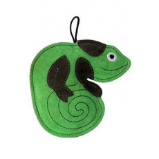 Hračka pes LEATHER CHAMELEON kůže,zelená 16cm Kiwi Hračka pes LEATHER CHAMELEON kůže,zelená 16cm Kiwi