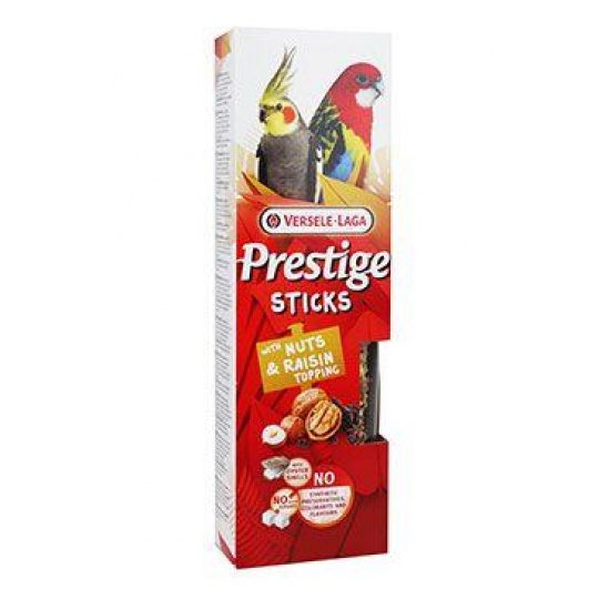 Pamlsok VL Prestige Sticks Big Parakeets with Nut & Raisin topping 2 ks- tyčinka pre stredné papagáje s orechmi a hrozienkovou polevou 140 g Pamlsok VL Prestige Sticks Big Parakeets with Nut & Raisin topping 2 ks- tyčinka pre stredné papagáje s orechmi a hrozienkovou polevou 140 g
