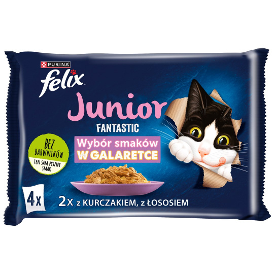 Felix Fantastic Junior country příchutě v želé - kuře, losos - 340g (4x 85g)