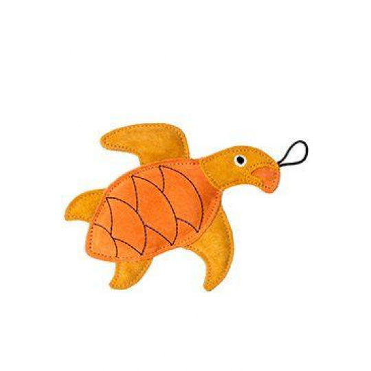 Hračka pes LEATHER TURTLE kůže, oranžová 21cm Kiwi Hračka pes LEATHER TURTLE kůže, oranžová 21cm Kiwi