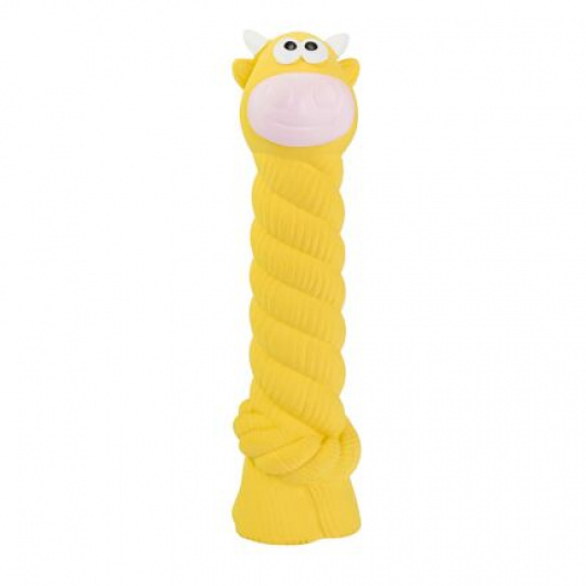 Kravička s latexovým lanem a chroupacím zvukem 15 cm, latex, HipHop
