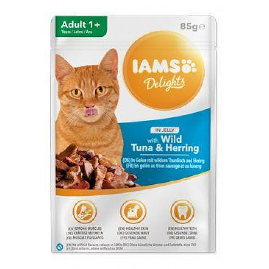 Iams Cat Adult Delights kapsička Tuniak&Sleď v želé 85g