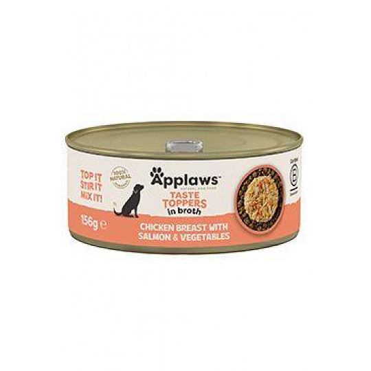 Applaws Dog konz. Toppers Broth kura s lososom 156g