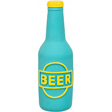 Beer bottle - pivní lahev, latexová hračka se zvukem 12,5 cm, modrá