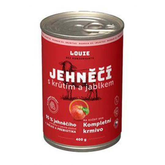 Louie Dog konz. Jehněčí s krůtím,jablk.prebiotiky 400g