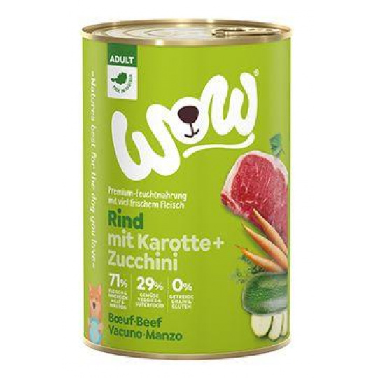 WOW Dog konz. Adult hovězí s karotkou 800g