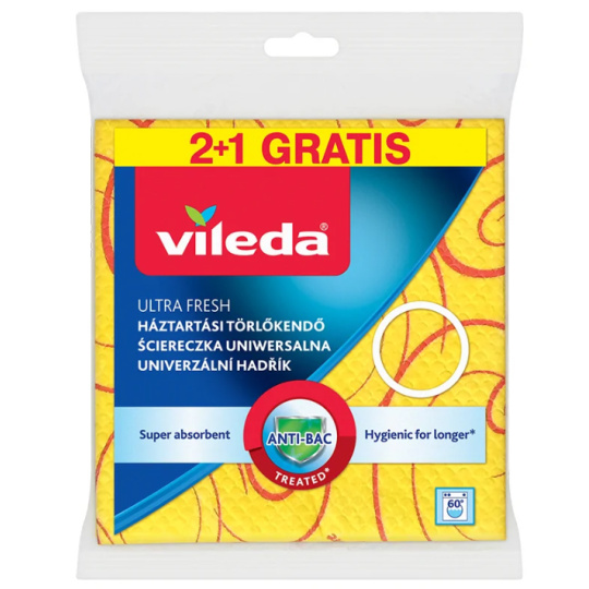 Vileda 1049 čisticí hadřík Žlutá, 3D, 2+1 kusů