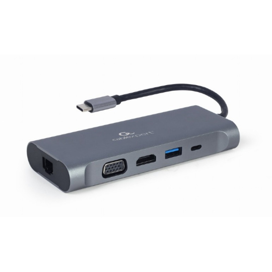 Gembird A-CM-COMBO7-01 dokovací stanice/replikátor portů USB 3.2 Gen 1 (3.1 Gen 1) Type-A Šedá