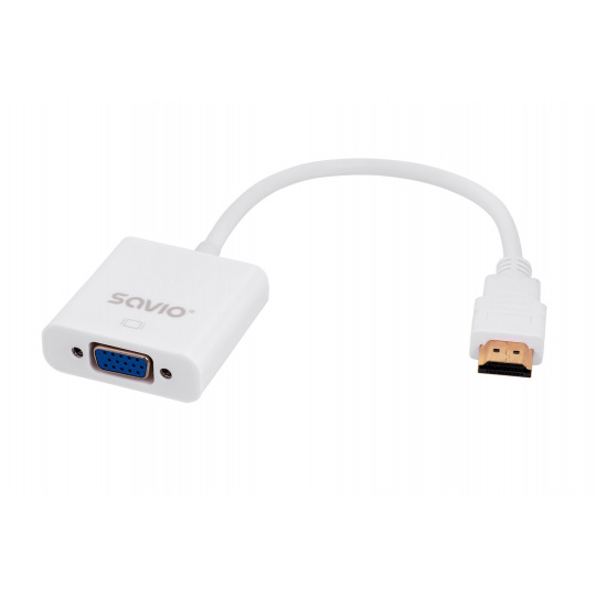 Savio CL-27 adaptér k video kabelům 0,2 m VGA (D-Sub) HDMI Typ A (standardní) Bílá